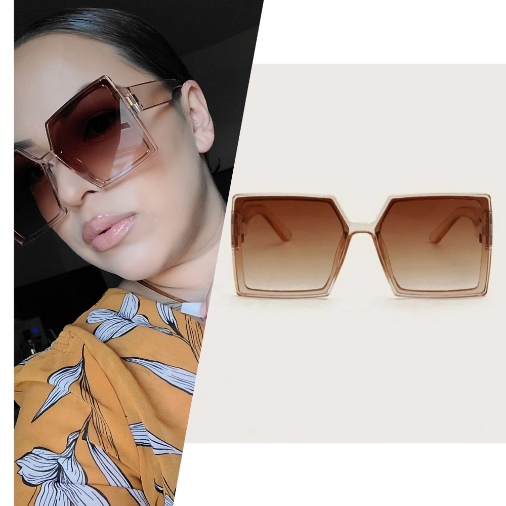 BROWN FADED SQUARE SUNGLASSES